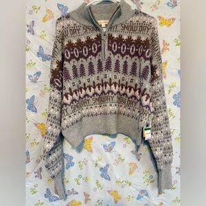 Sugar Moon Juniors Fair Isle Quarter Zip Knit Sweater Small NWT